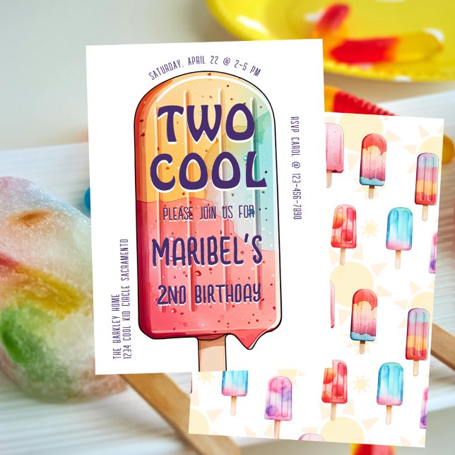 Zwei Coole farbenfrohe 2. Geburtstagsfeier Party Einladung (Von Creator hochgeladen)