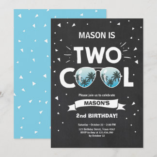 Zwei Coole Geburtstagsjunge 2. Geburtstag Blau Einladung
