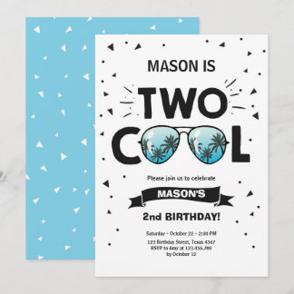 Zwei Coole Geburtstagsjunge 2. Geburtstag Blau Einladung