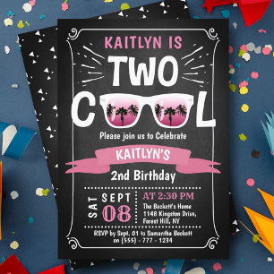 Zwei Coole Girls Chalkboard 2. Geburtstag Einladun Einladung