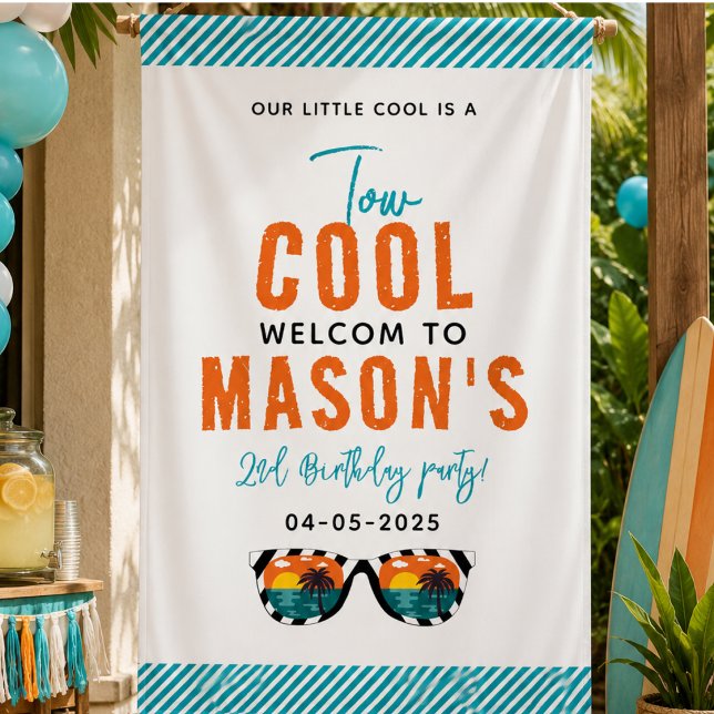 Zwei Coole Junge 2. Geburtstag Party Banner (Two Cool Boy 2nd Birthday Party Banner)