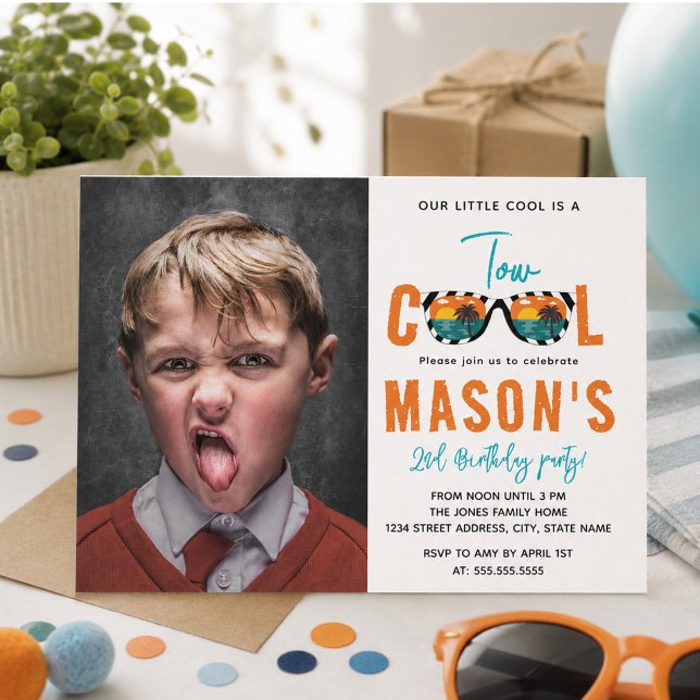 Zwei Coole Junge 2. Geburtstag Party Einladung (Two Cool Boy 2nd Birthday Party Invitation)