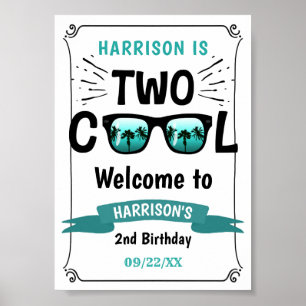 Zwei Coole Jungs 2. Geburtstag Begrüßungszeichen Poster