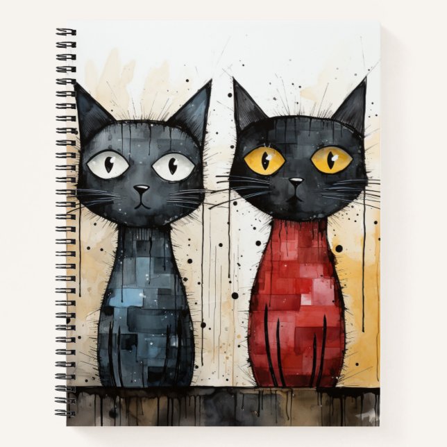 Zwei Coole Katzen Bullet Line Rezept Notebook Notizbuch (Vorderseite)