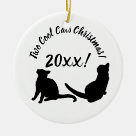 Zwei Coole Katzen Weihnachten 20xx! Keramik Ornament