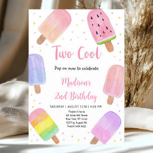 Zwei coole rosa Eis am Stiel zum zweiten Geburtsta Einladung