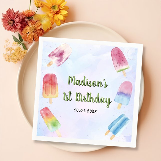 Zwei Coole Sommerpopulationen 2. Geburtstag Napkin Serviette (Von Creator hochgeladen)