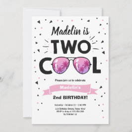 Zwei Coole Sommersonnenbrille Girl 2. Geburtstag I Einladung