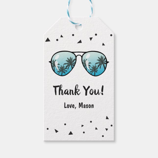 Zwei Coole Sonnenbrille Geburtstag Danke Ihnen für Geschenkanhänger (Vorderseite)