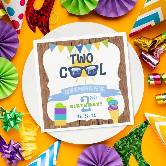 Zwei Coole Summer Vibes 2. Geburtstag Party Serviette (Von Creator hochgeladen)