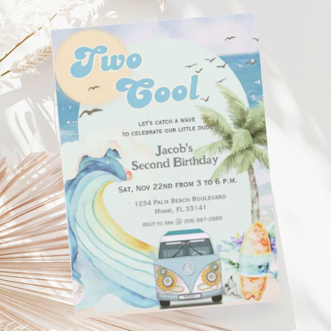 Zwei Coole Surf Beach Retro Surfen am zweiten Gebu Einladung (Von Creator hochgeladen)