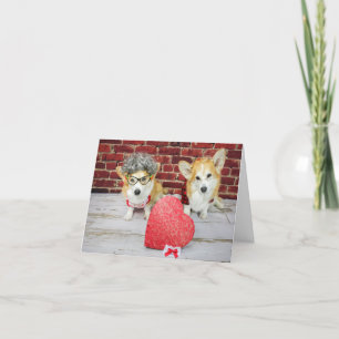 Zwei Corgis mit Candy Valentins Grußkarte Karte