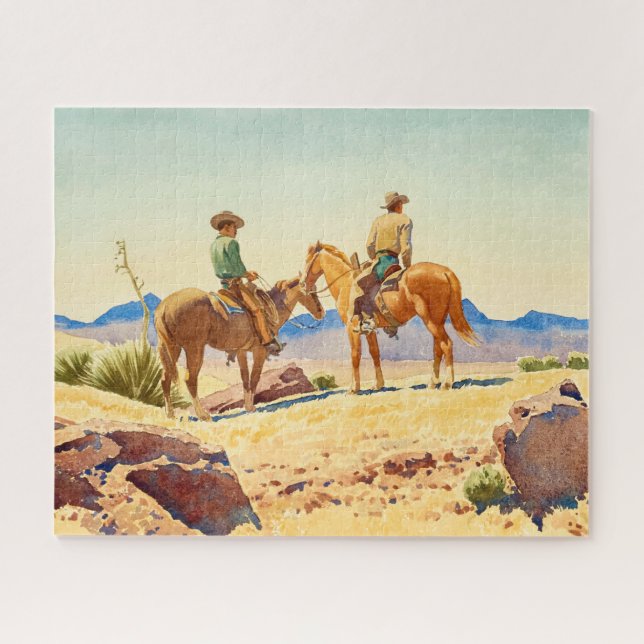 Zwei Cowboys zu Pferden von Maynard Dixon Puzzle (Horizontal)