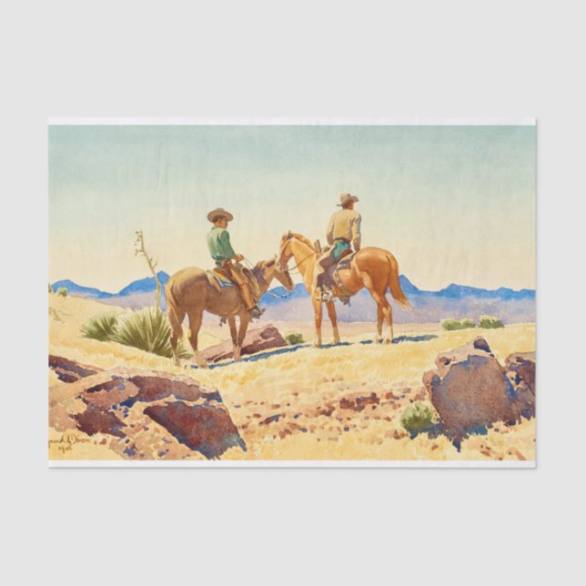 Zwei Cowboys zu Pferden von Maynard Dixon Seidenpapier (Vorderseite)