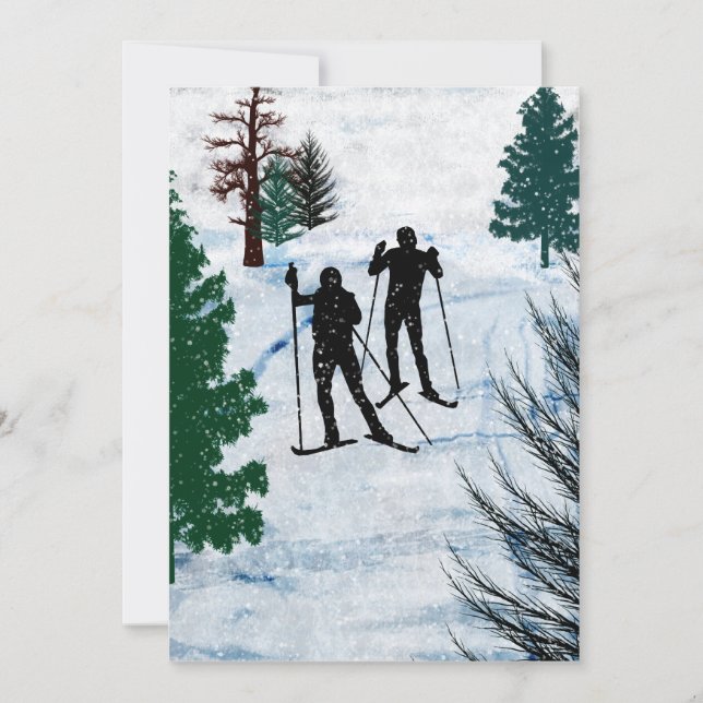 Zwei Cross Country-Skifahrer Einladung (Vorderseite)