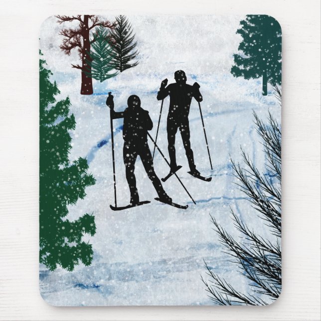 Zwei Cross Country-Skifahrer Mousepad (Vorne)