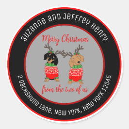 Zwei Dackeln - Rundadresse Runder Aufkleber