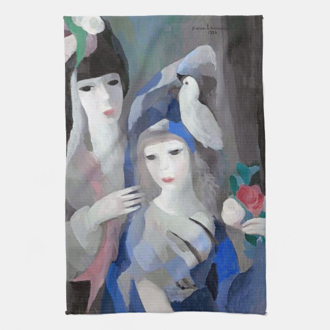 Zwei Dame und Dove, Marie Laurencin Geschirrtuch (Vertikal)
