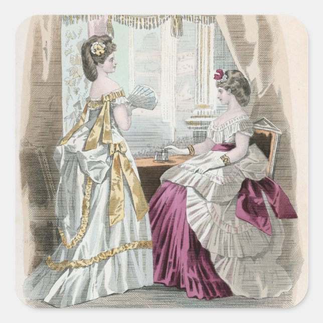 Zwei Damen Quadratischer Aufkleber (Vorderseite)