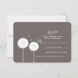 Zwei Dandela Taupe Rustic Wedding RSVP Karte
