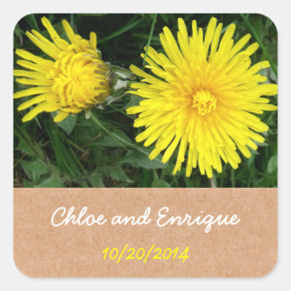 Zwei Dandelion Custom Wedding Quadratischer Aufkleber