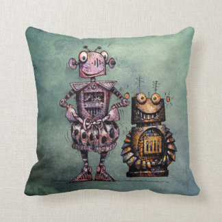 Zwei das Steampunk des lustiges Kindes Roboter! Kissen