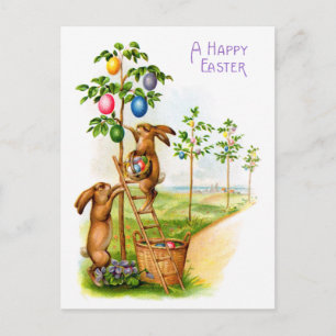 Zwei dekorierende Kaninchen Postkarte