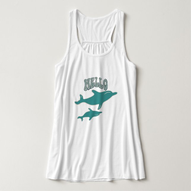 zwei Delphine schwimmen Tank Top (Design Vorderseite)