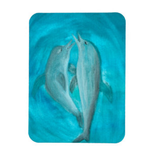 Zwei Delphine spielen frei und wild im Ozean Magnet