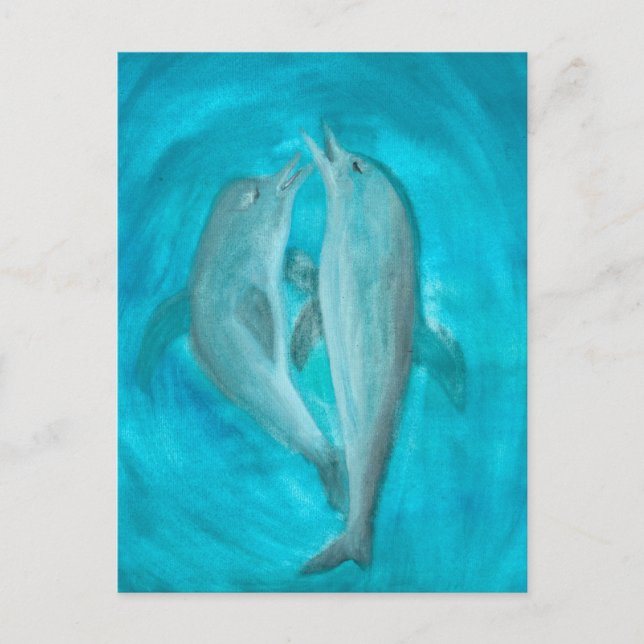 Zwei Delphine spielen frei und wild im Ozean Postkarte (Vorderseite)