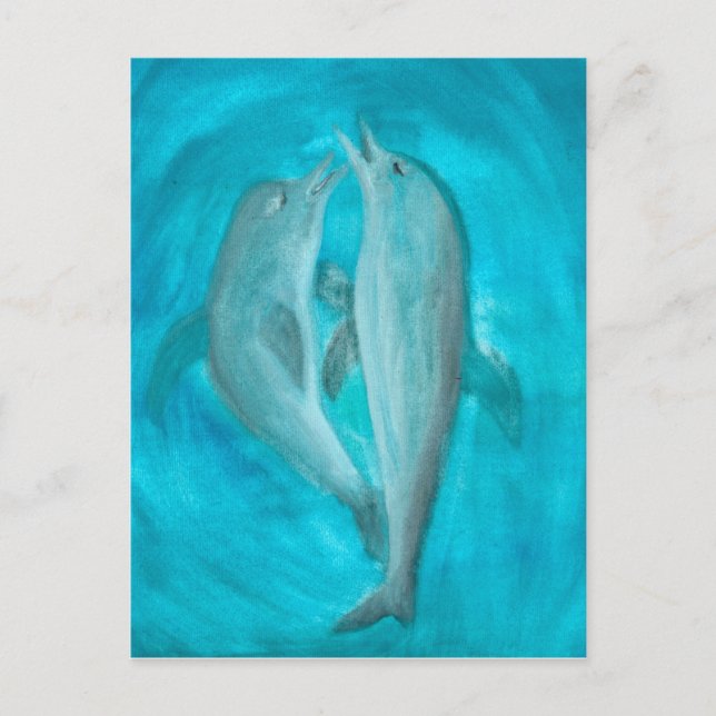 Zwei Delphine spielen frei und wild im Ozean Postkarte (Vorderseite)