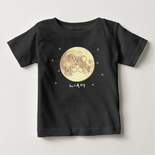 Zwei dem Mond Schwarzer 2. Geburtstag Junge Baby T-shirt