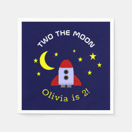 Zwei der 2. Geburtstagsrocketschiff-Weltraumthemen Serviette