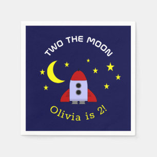 Zwei der 2. Geburtstagsrocketschiff-Weltraumthemen Serviette