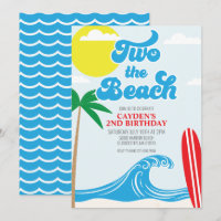 Zwei der Beach Surf Beach 2. Geburtstag Einladung