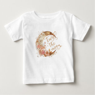 Zwei der goldfarbenen Mond pink Mädchen 2. Geburts Baby T-shirt