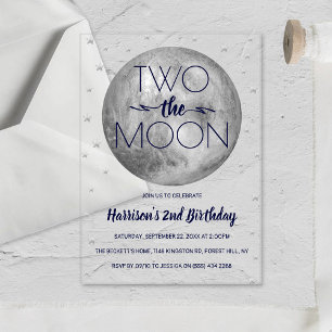 Zwei Der Mond 2. Geburtstag Acryleinladungen