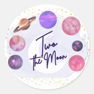 Zwei der Mond 2. Geburtstag Runder Aufkleber