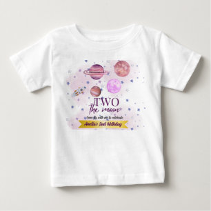 Zwei Der Mond 2. Geburtstags Mädchen Mond Sterne R Baby T-shirt