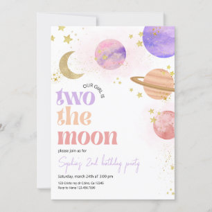 Zwei der Mond Birthday Party Einladung