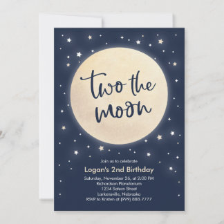 Zwei der Mond Birthday Party Einladung