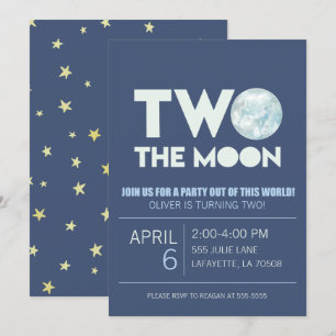 Zwei der Mond Birthday Party Einladung