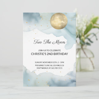Zwei der Mond Geburtstag Einladung Mädchen Blue