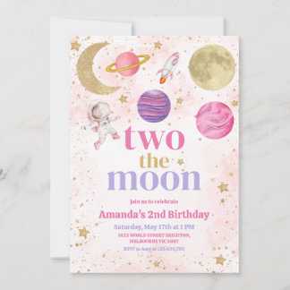 Zwei der Mond Girl zum Geburtstag Einladung