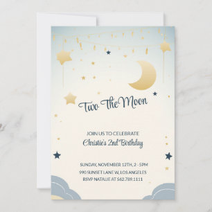 Zwei der Mond Girl zweite Geburtstagsparty Einladu Einladung