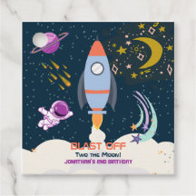 Zwei der Mond Junge Weltraum Rakete 2. Geburtstag