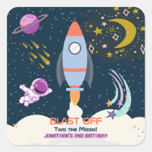 Zwei der Mond Junge Weltraum Rakete 2. Geburtstag