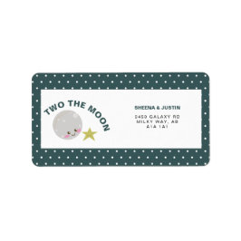 Zwei der Mond Kawaii 2. Geburtstagsgalaxie Niedlic Adressaufkleber