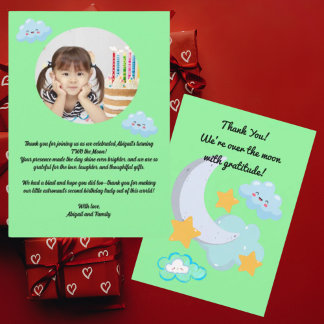 Zwei der Mond Niedliche Geburtstag Foto danke Ihne Einladung