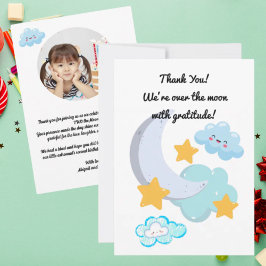 Zwei der Mond Niedliche Geburtstag Foto danke Ihne Einladung